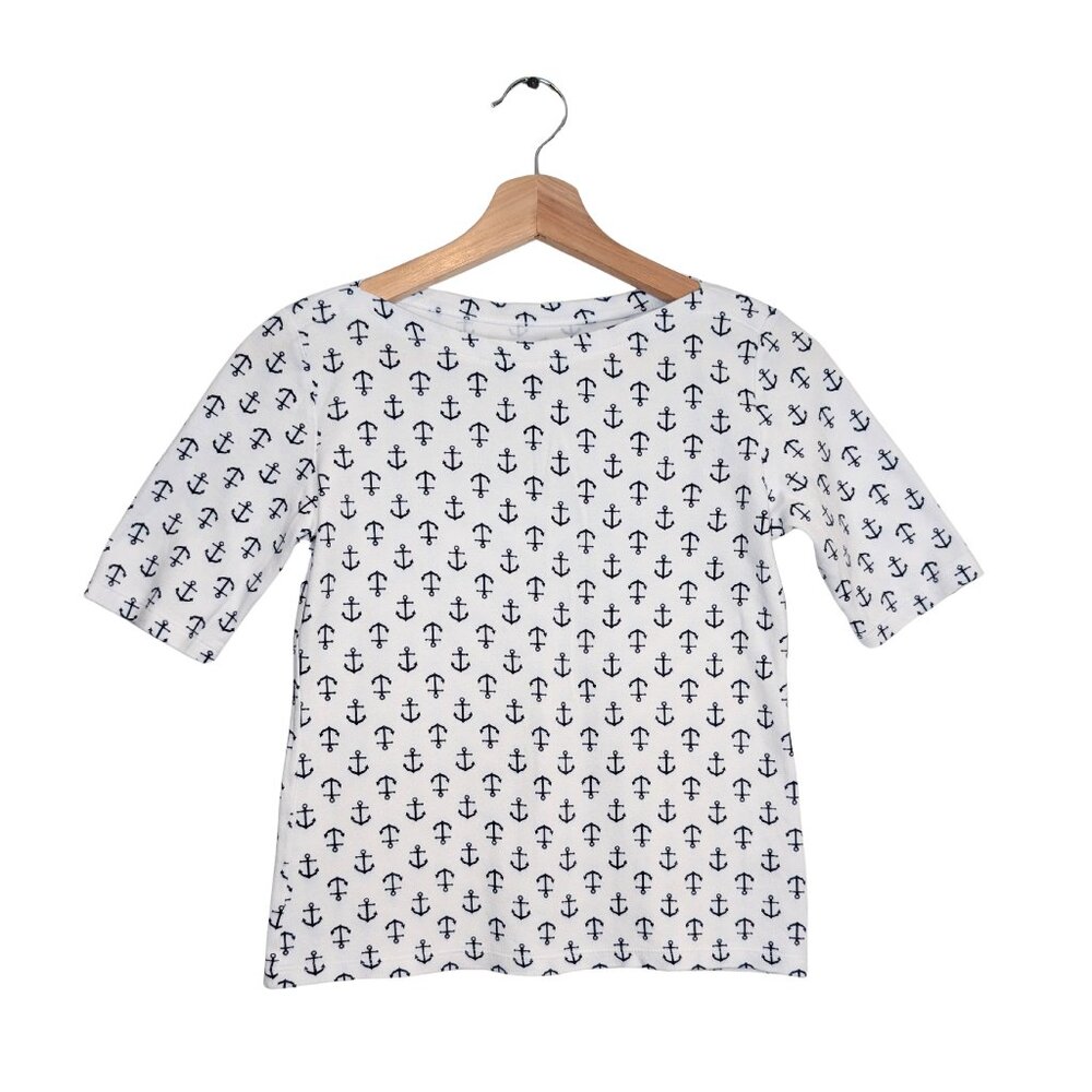 Charter Club Women's Petite PP (Petite XS) Anchor Print Pima Cotton Tee